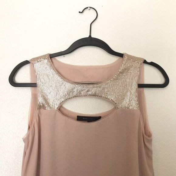 BCBGMaxAzria Blush Pink Chiffon Blouse Size S - Picture 3 of 7